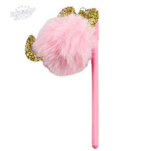 Długopis Żelowy Zatyczka Z Różowym Pomponem Niebieski Tusz 17cm 0.5mm Długopis Żelowy Zatyczka Z Różowym Pomponem Niebieski Tusz 17cm 0.5mm