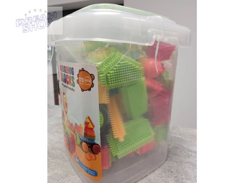 Klocki Konstrukcyjne W Wiaderku, Wafle, Jeżyki, Grzebyki 170 elementów Przecena 1