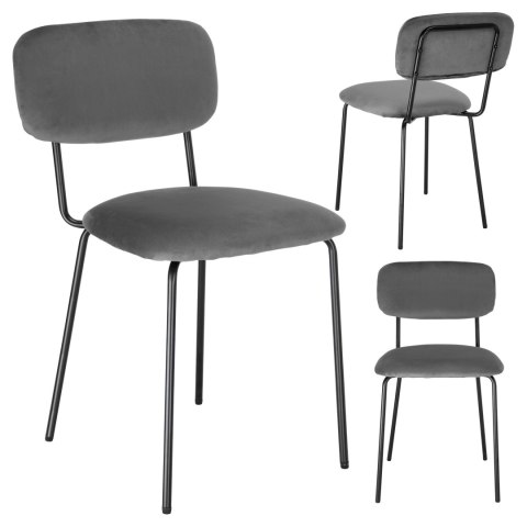 Krzesło LOUIS Black Grafitowe Velvet