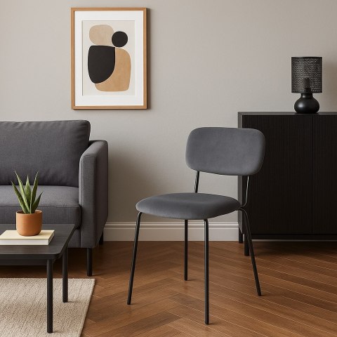 Krzesło LOUIS Black Grafitowe Velvet