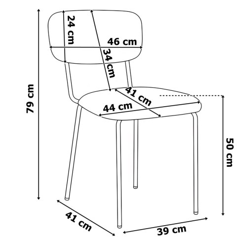 Krzesło LOUIS Black Grafitowe Velvet