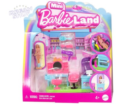 Mattel Mini Barbie Land Lalka fryzjerka + ruchomy salon fryzjerski ZA6041 D