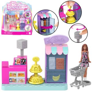 Mattel Mini Barbie Land Lalka kasjerka + supermarket i akcesoria ZA6041 B