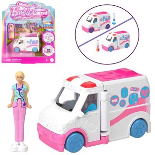 Mattel Mini Barbie Land Lalka lekarka + autko karetka pogotowia ZA6038 D