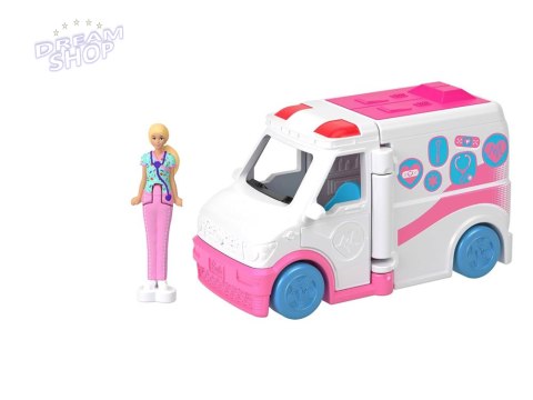 Mattel Mini Barbie Land Lalka lekarka + autko karetka pogotowia ZA6038 D