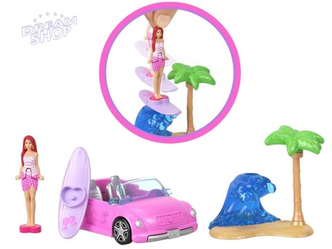 Mattel Mini Barbie Land Lalka surferka z deską + autko kabriolet ZA6038 E
