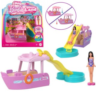Mattel Mini Barbie Land Lalka wakacyjna + jacht ze zjeżdżalnią ZA6038 B