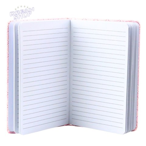 Notatnik W Linie Brokatowy Naszywki Różowy B6 80 Kartek