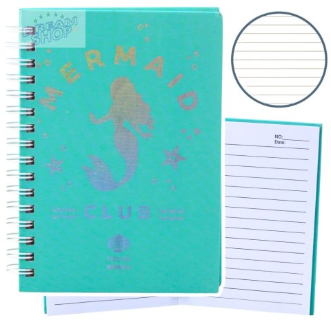 Notatnik W Linie Holograficzna Syrenka Turkusowy A6 80 Kartek