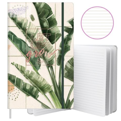 Notatnik Zeszyt Planner W Linie Liście Bananowca Gumka A5 80 Kartek