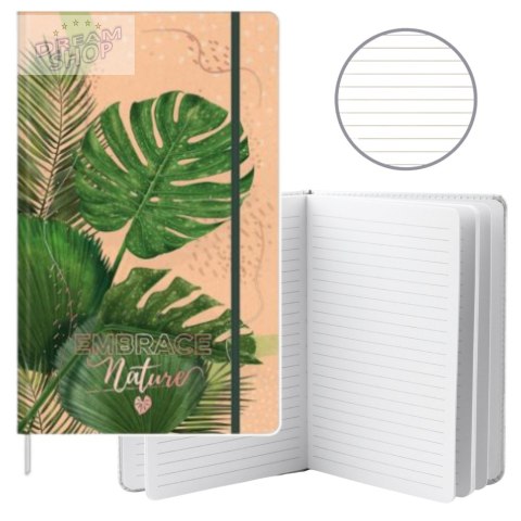 Notatnik Zeszyt Planner W Linie Liście Monstera Gumka A5 80 Kartek
