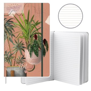 Notatnik Zeszyt Planner W Linie Liście Rośliny Gumka A5 80 Kartek