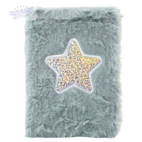 Pluszowy Notatnik W Linie Błyszcząca Gwiazda Szary A6 80 Kartek