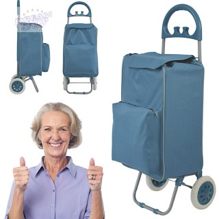 WÓZEK TORBA NA KÓLKACH NA ZAKUPY ZE STELAŻEM 40L BLUE