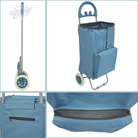 WÓZEK TORBA NA KÓLKACH NA ZAKUPY ZE STELAŻEM 40L BLUE