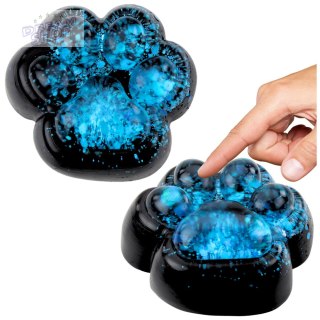 Gniotek Kocia Łapka Antystresowa Sensoryczna Squishy Czarna Niebieski Brokat