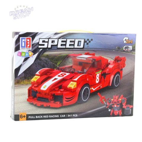 Klocki Konstrukcyjne Auto Robot 2w1 Czerwony Napęd 341 el. Klocki Konstrukcyjne Auto Robot 2w1 Czerwony Napęd 341 el.