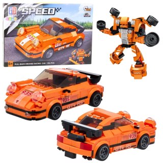 Klocki Konstrukcyjne Auto Robot 2w1 Pomarańczowy Napęd 354 el.