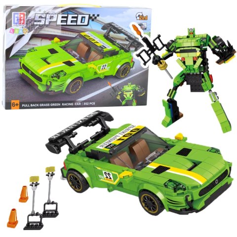Klocki Konstrukcyjne Auto Robot 2w1 Żółto-Zielony Napęd 352 el. Klocki Konstrukcyjne Auto Robot 2w1 Żółto-Zielony Napęd 352 el.