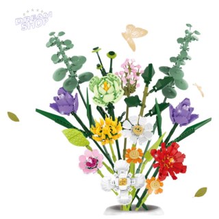 Klocki Konstrukcyjne Dekoracyjny Bukiet Kwiaty Kolorowe 836 el.