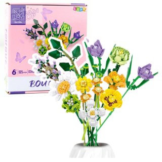 Klocki Konstrukcyjne Dekoracyjny Bukiet Kwiaty Kolorowe 925 el.