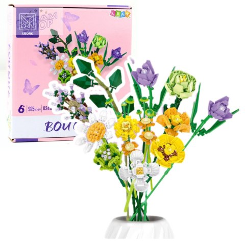 Klocki Konstrukcyjne Dekoracyjny Bukiet Kwiaty Kolorowe 925 el.