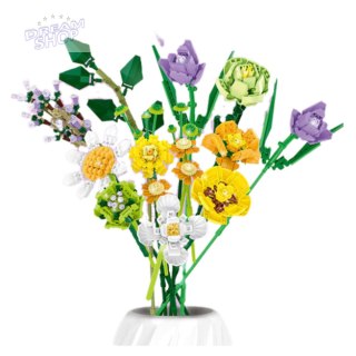 Klocki Konstrukcyjne Dekoracyjny Bukiet Kwiaty Kolorowe 925 el.