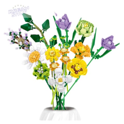 Klocki Konstrukcyjne Dekoracyjny Bukiet Kwiaty Kolorowe 925 el.
