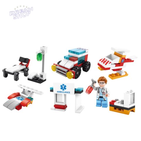 Klocki Konstrukcyjne Zestaw Ratowniczy Ambulans Pogotowie 6w1 122 el.