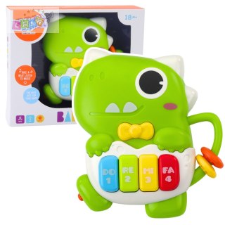 Mini Pianinko Dla Malucha Dinozaur Zielony Światła Dźwięki