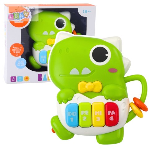 Mini Pianinko Dla Malucha Dinozaur Zielony Światła Dźwięki