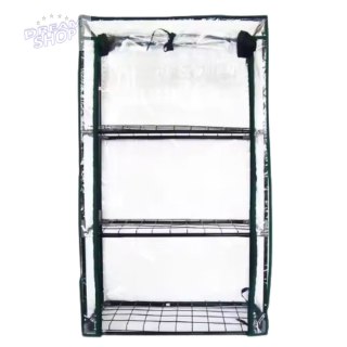 Mini Szklarnia Balkonowa Ogrodowa 3 Półki Metalowe Folia PVC 46 x 24 x 80cm