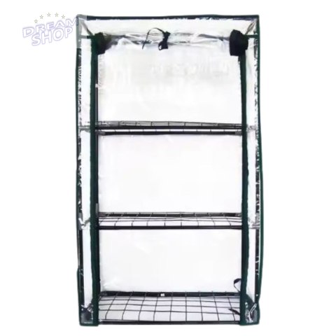 Mini Szklarnia Balkonowa Ogrodowa 3 Półki Metalowe Folia PVC 46 x 24 x 80cm