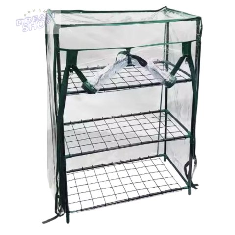 Mini Szklarnia Balkonowa Ogrodowa 3 Półki Metalowe Folia PVC 46 x 24 x 80cm