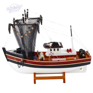 Model Kolekcjonerski Dekoracyjny Statek Kuter Rybacki Sieć Połowowa 38x31cm