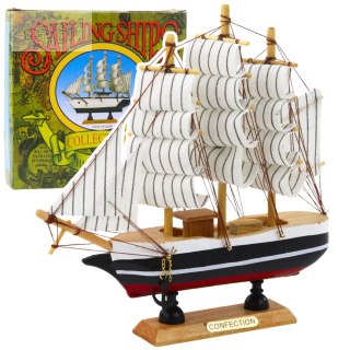 Model Kolekcjonerski Dekoracyjny Statek Żaglowiec Czarno-Biały 21x21cm