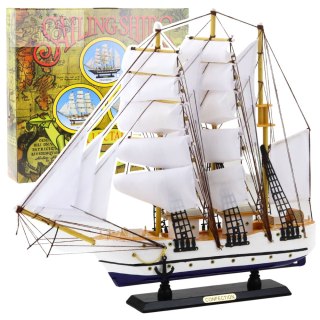 Model Kolekcjonerski Dekoracyjny Statek Żaglowiec Fregata Biały 49x43cm
