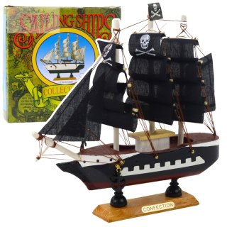 Model Kolekcjonerski Dekoracyjny Statek Żaglowiec Piracki Czarny 20x20cm