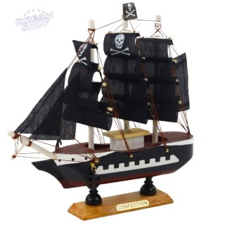Model Kolekcjonerski Dekoracyjny Statek Żaglowiec Piracki Czarny 20x20cm