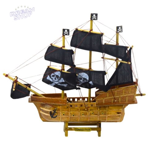Model Kolekcjonerski Dekoracyjny Statek Żaglowiec Piracki Czarny 33x29cm Model Kolekcjonerski Dekoracyjny Statek Żaglowiec Piracki Czarny 33x29cm