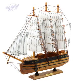Model Kolekcjonerski Dekoracyjny Statek Żaglowiec Trójmasztowy Biały 39x36cm