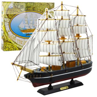 Model Kolekcjonerski Dekoracyjny Statek Żaglowiec Trójmasztowy Czarny 39x36cm