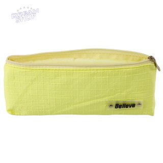 Piórnik Szkolny Biurowy Jednokomorowy Tłoczona Kratka Żółty 21x9,5cm