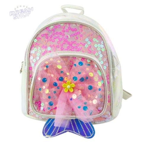 Plecak Dziecięcy Cekiny Tiulowa Kokarda Biały 20cm 3,8L