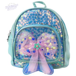 Plecak Dziecięcy Cekiny Tiulowa Kokarda Niebieski 20cm 3,8L
