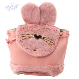 Plecak Dziecięcy Pluszowy Uszy Regulowany Pasek Różowy 22cm 4L