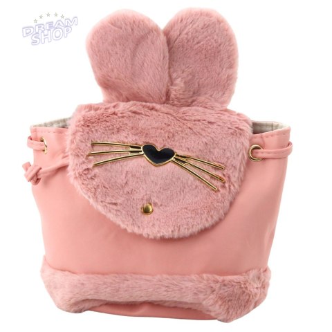 Plecak Dziecięcy Pluszowy Uszy Regulowany Pasek Różowy 22cm 4L