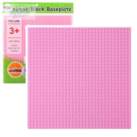 Płyta Plansza Konstrukcyjna Do Klocków Budowania Różowa 25,5x25,5 cm