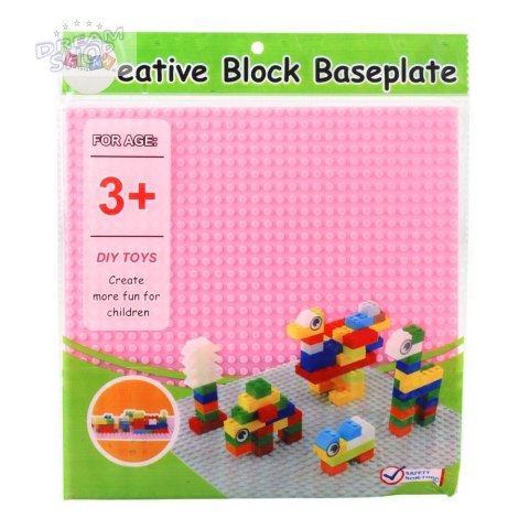 Płyta Plansza Konstrukcyjna Do Klocków Budowania Różowa 25,5x25,5 cm