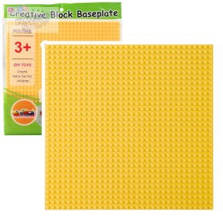 Płyta Plansza Konstrukcyjna Do Klocków Budowania Żółta 25,5x25,5 cm